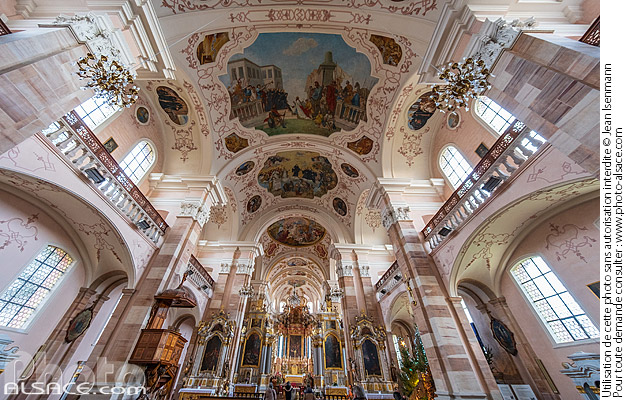 Photo : Plafond baroque de l'église Saint-Maurice d'Ebersmunster (Abbatiale Saint-Maurice), Ebersmunster, Bas-Rhin (67) - (ref. 241215-037) © Jean Isenmann