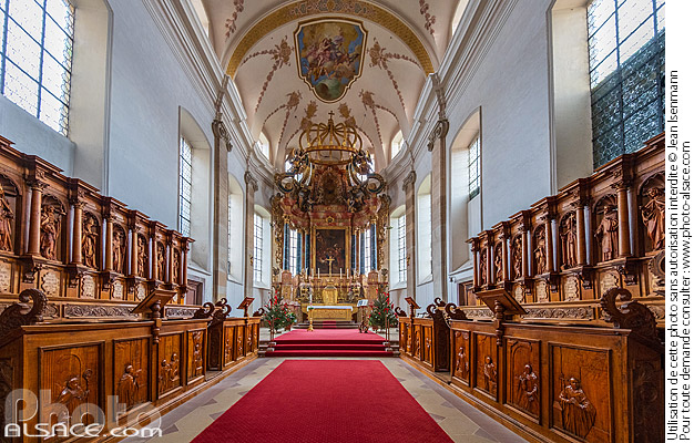 Photo : Plafond baroque de l'église Saint-Maurice d'Ebersmunster (Abbatiale Saint-Maurice), Ebersmunster, Bas-Rhin (67) - (ref. 241215-042) © Jean Isenmann