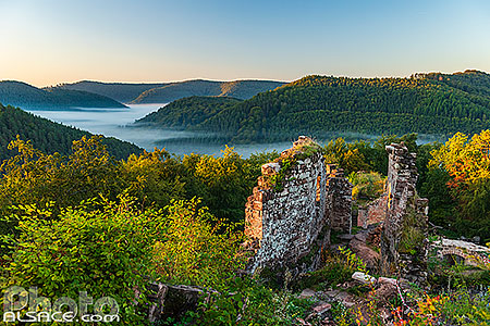 Photo : Château de Schoeneck dans le parc naturel régional des Vosges du Nord, Bas-Rhin (67)