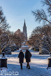 Photo : Place de la République sous la neige en hiver, Strasbourg, Bas-Rhin (67)