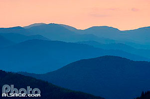 Photo : Coucher de soleil sur les Vosges, Parc naturel régional des Ballons des Vosges, Haut-Rhin (68)