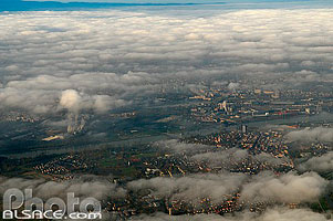 Photo : Kehl et Strasbourg vue d'avion, Bas-Rhin (67)