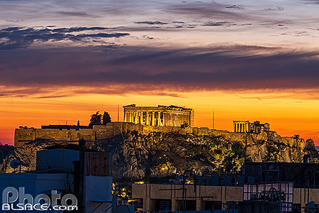 Photo : L'Acropole d'Athènes au crépuscule, Athènes, Grèce, Attique, Grèce