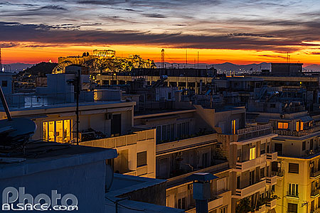 Photo : L'Acropole d'Athènes au crépuscule, Athènes, Grèce, Attique, Grèce