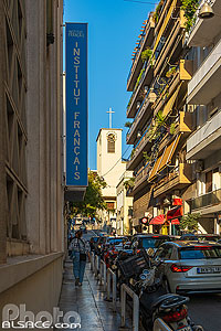 Photo : Institut Francais de Grèce rue Sina dans le quartier de Kolonaki, Athènes, Grèce