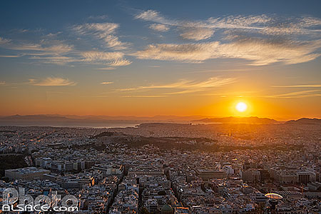 Photo : Coucher de soleil sur Athènes depuis le Mont Lycabette, Grèce, Attique, Grèce