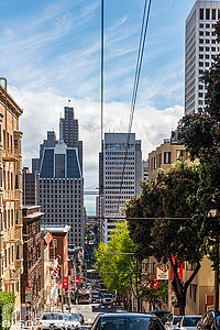 Photo : Sacramento Street dans le quartier de Nob Hill, San Francisco, Californie, Etats-Unis